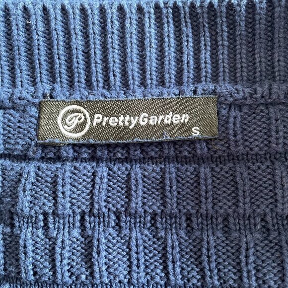 PrettyGarden Women's Knit Cardigan Crew Neck Sweater Long Sleeves Navy, Size S - Picture 6 of 9